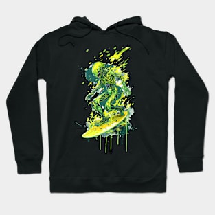 Alien Surfer Splash - Extraterrestrial Wave Rider Hoodie